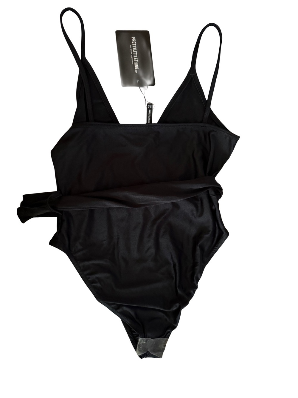 NWT PrettyLittleThing Basic Plunge One Piece Swimsuit - Black Size 6